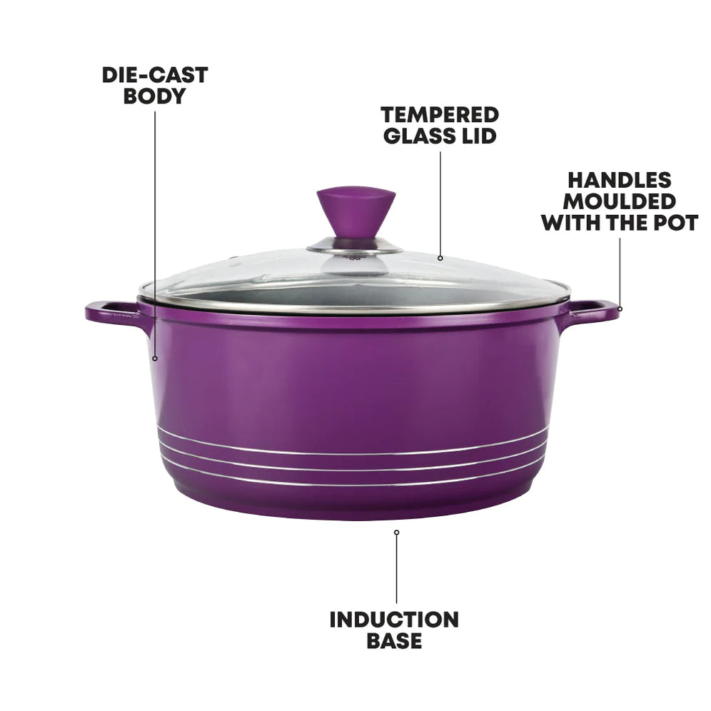 Laria Die-cast Stockpot - Purple - 20 CM