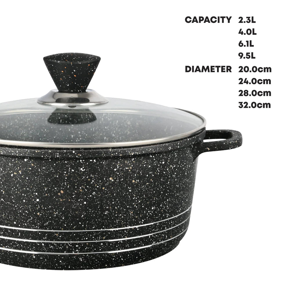 Laria Marbell Die-cast Stockpot - Black- 24 CM