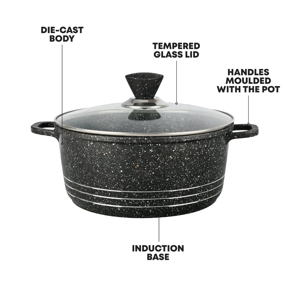 Laria Marbell Die-cast Stockpot - Black- 28 CM