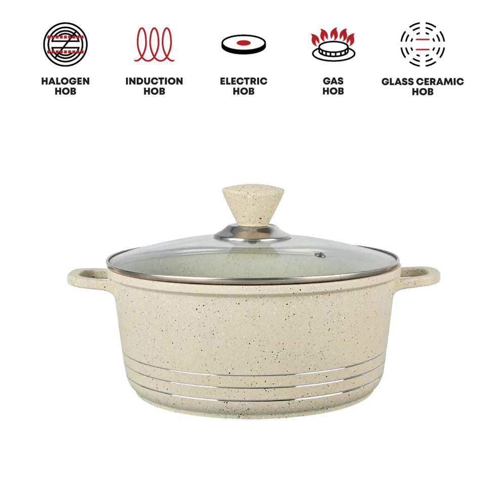 Laria Marbell Die-cast Stockpot - Cream - 28 CM