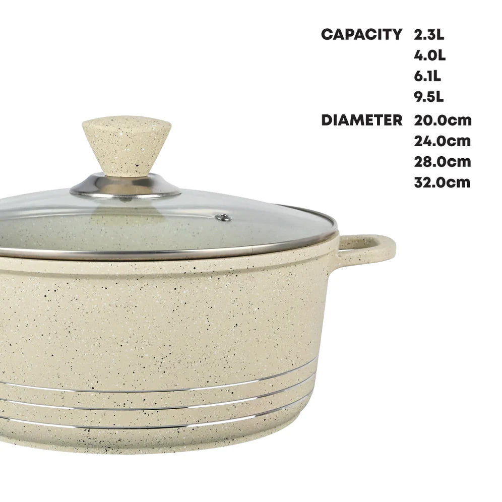 Laria Marbell Die-cast Stockpot - Cream - 24 CM