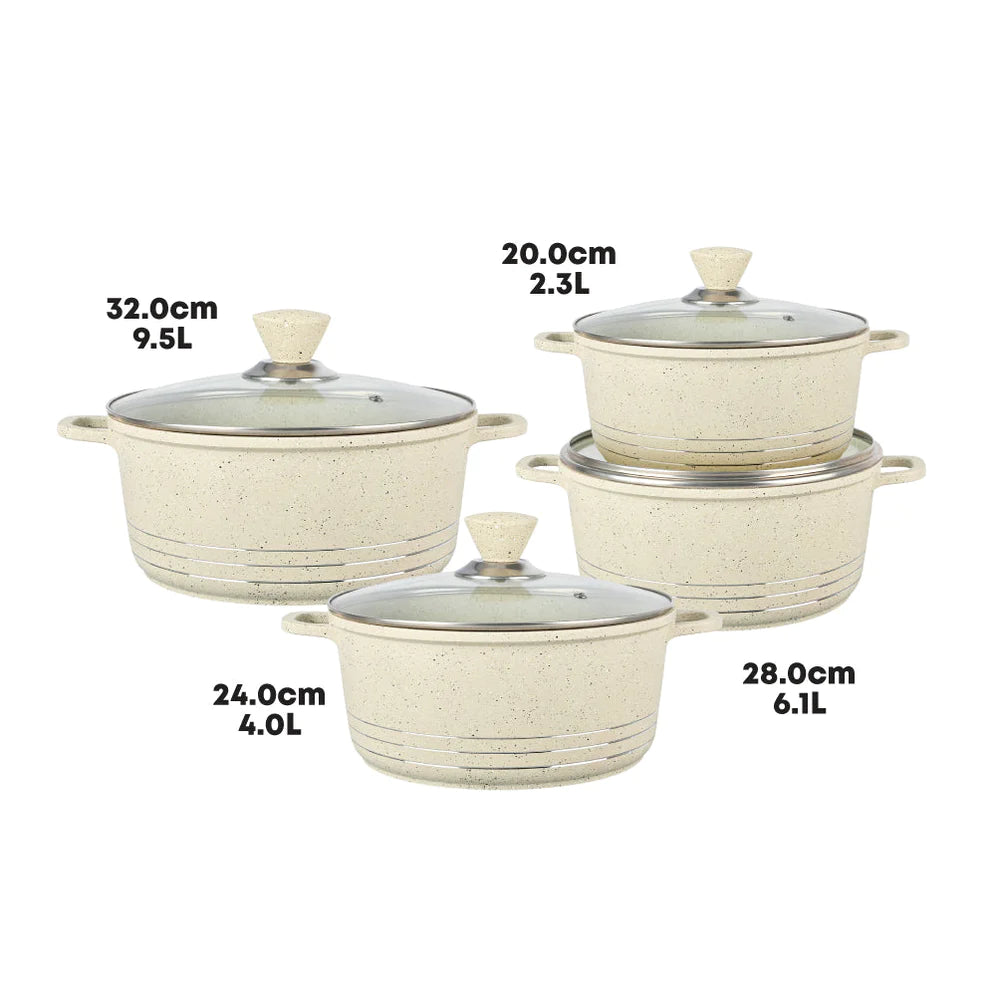 Laria Marbell Die-cast Stockpot - Cream - 24 CM