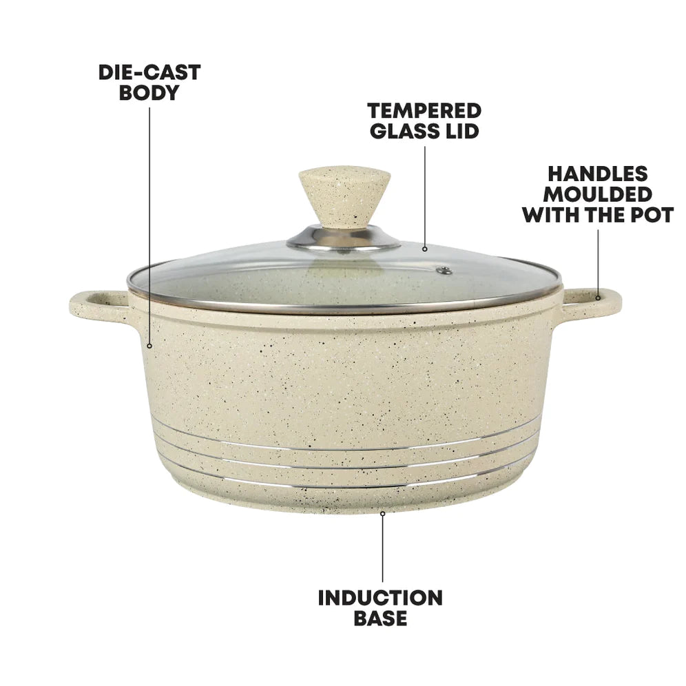 Laria Marbell Die-cast Stockpot - Cream - 28 CM