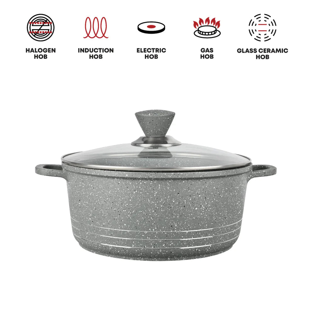 Laria Marbell Die-cast Stockpot - Grey- 20 CM