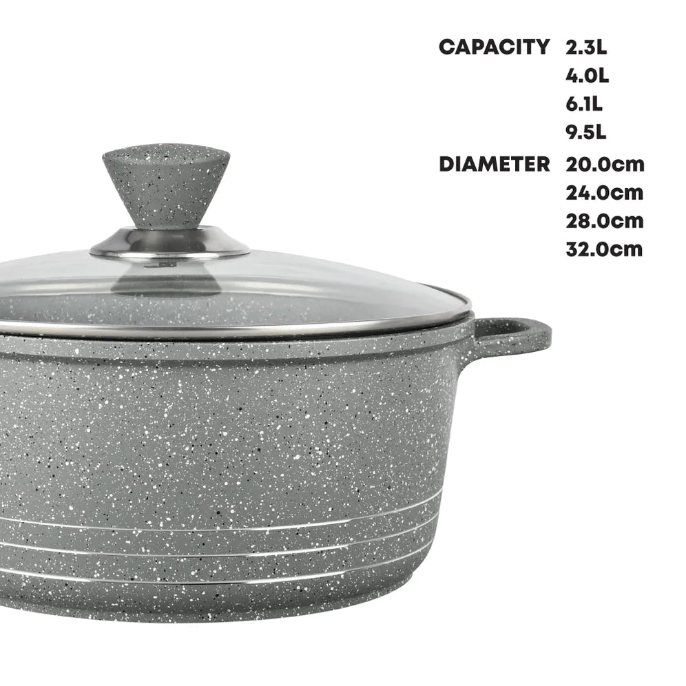 Laria Marbell Die-cast Stockpot - Grey - 24 CM