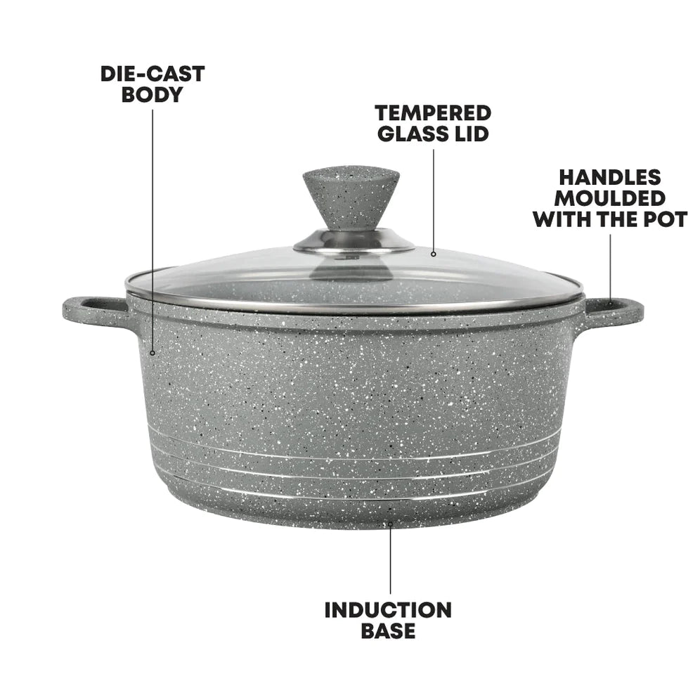 Laria Marbell Die-cast Stockpot - Grey - 24 CM