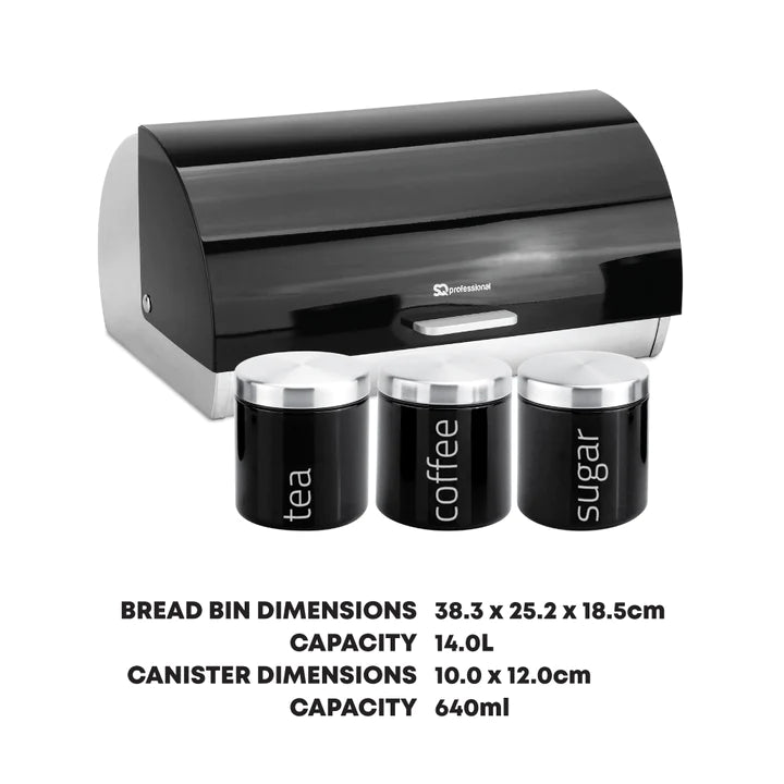 Bread Bin & Canisters Set - GEMS - Onyx