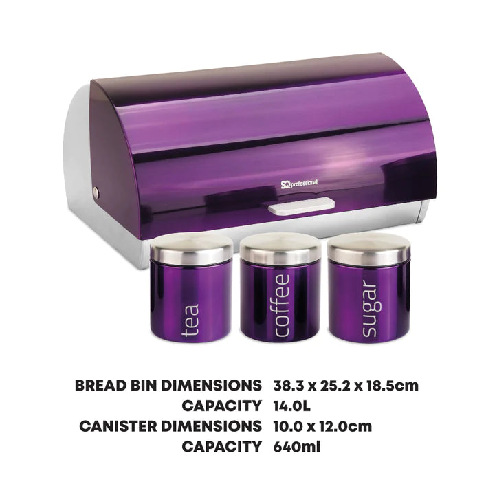 Bread Bin & Canisters Set - GEMS - Amethyst
