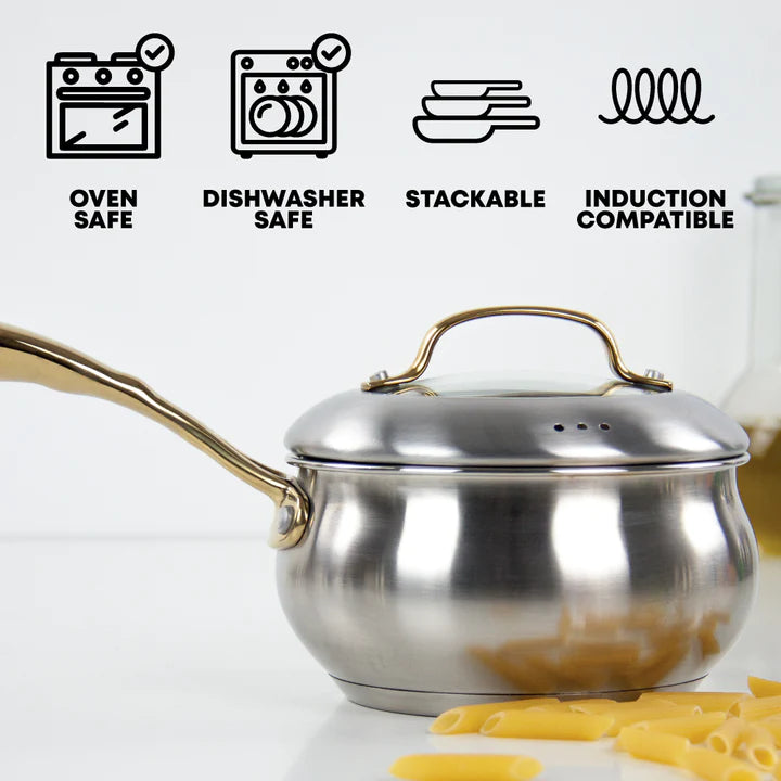 SQ Professional Lustro Apple Cookware 6pc Set - Gold