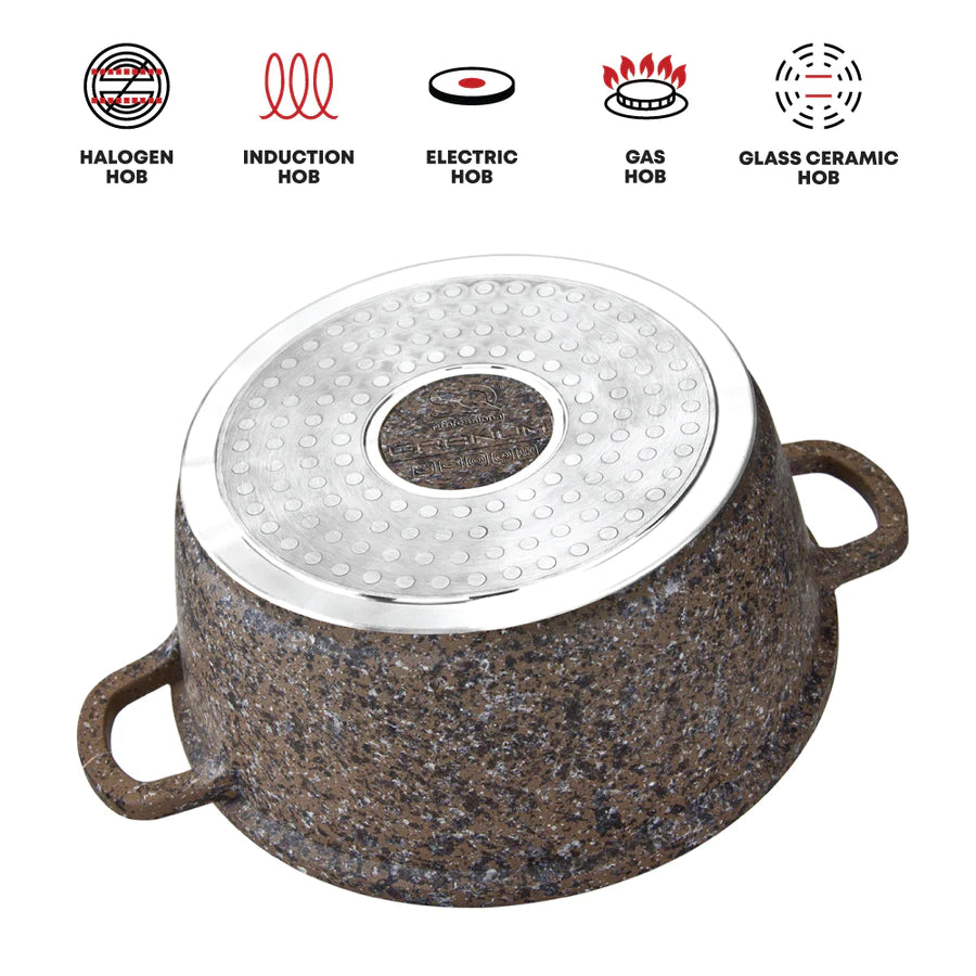 Granite Stockpot With Induction - NESSA GRANUM - Brown - 20cm