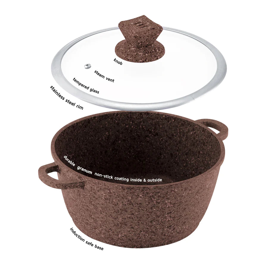 Granite Stockpot With Induction - NESSA GRANUM - Brown - 30cm