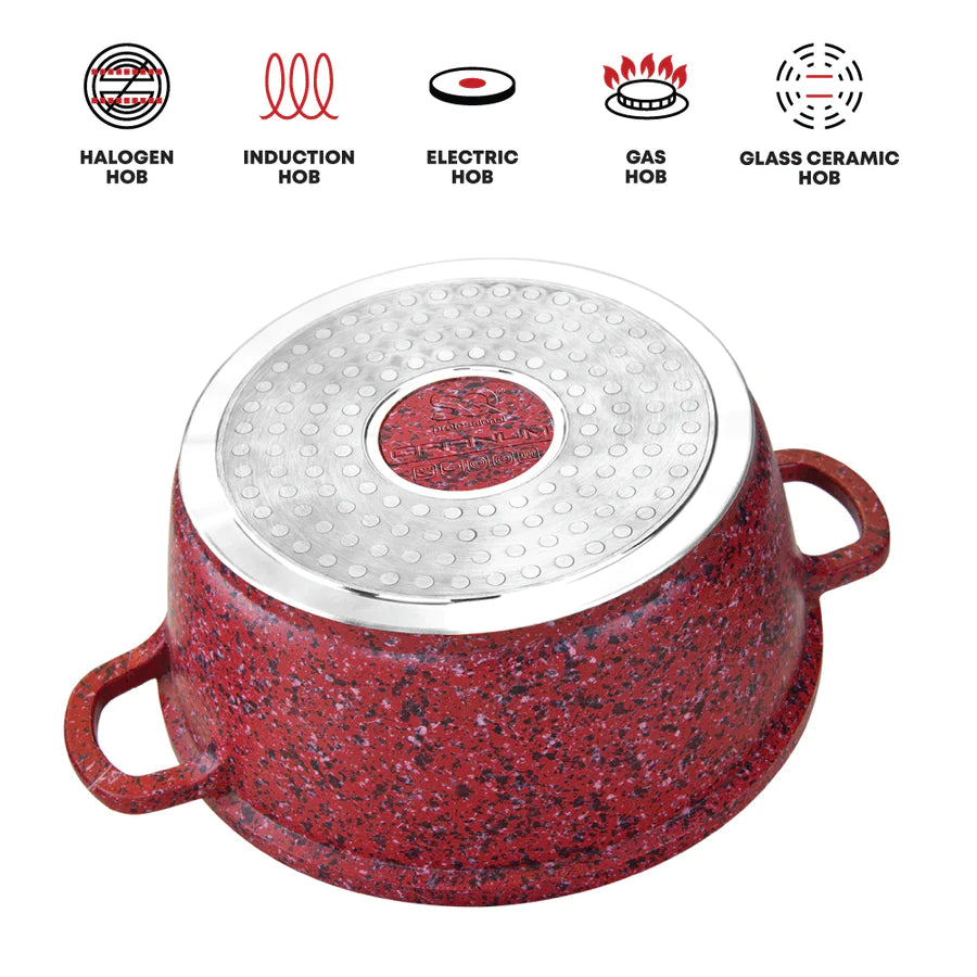 Granite Stockpot With Induction - NESSA GRANUM - Red - 30cm