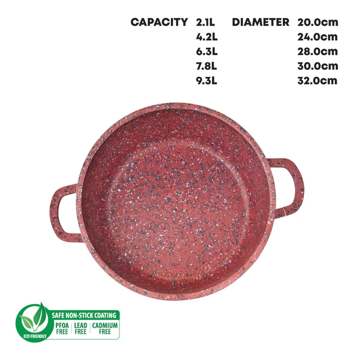 Granite Stockpot With Induction - NESSA GRANUM - Red - 28cm