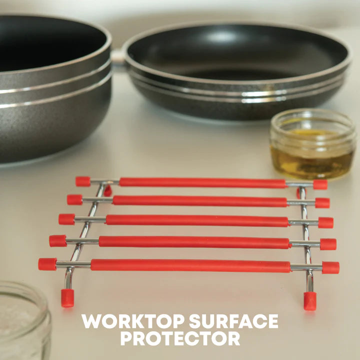 Silicone Lined Trivet - Square - Red