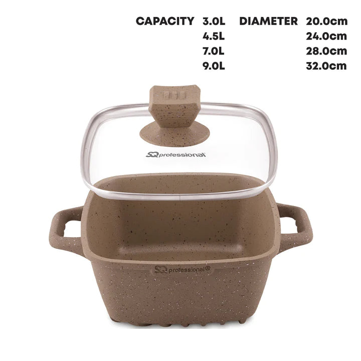 Marble Stockpot - NEA MARBELL - Light Brown - Square - 20cm