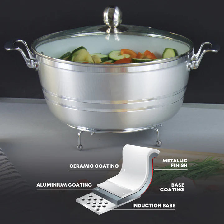 SQ Professional Metallic Die-Cast Stockpot Set 5pc - Quartz