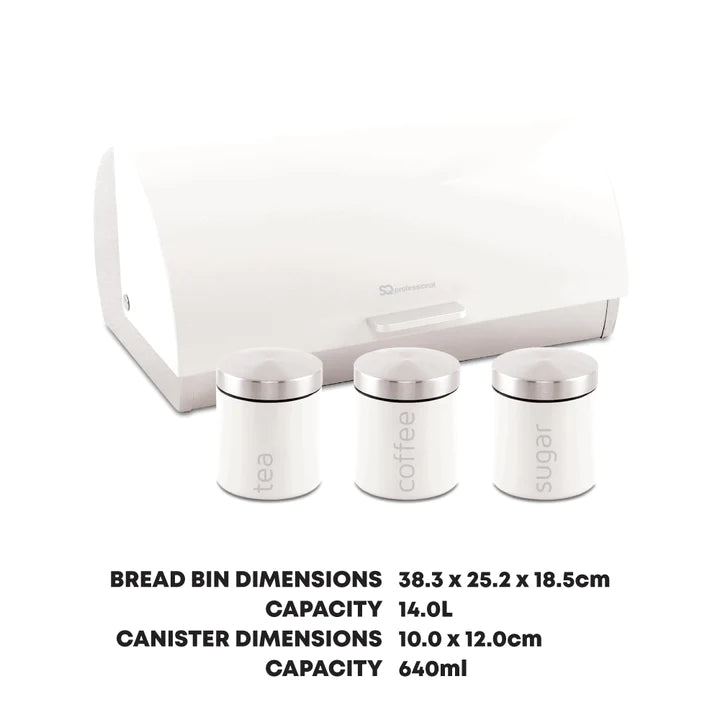 Bread Bin & Canisters Set - DAINTY - Silk White