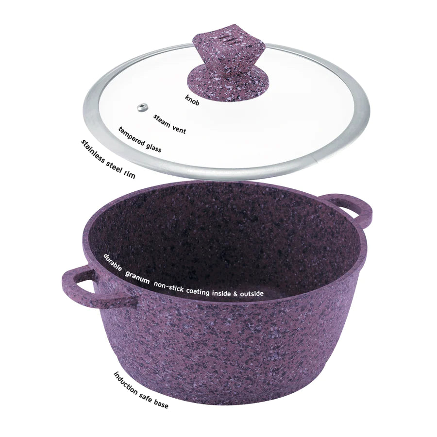 Granite Stockpot With Induction - NESSA GRANUM - Purple - 20cm