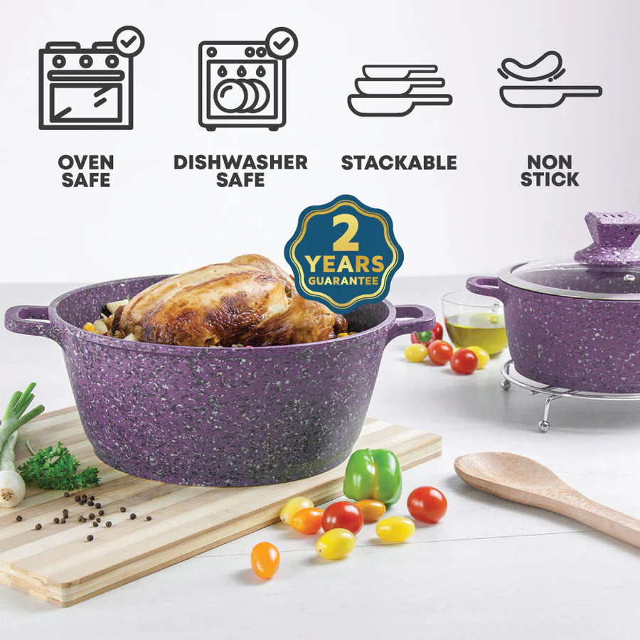 Granite Stockpot With Induction - NESSA GRANUM - Purple - 30cm