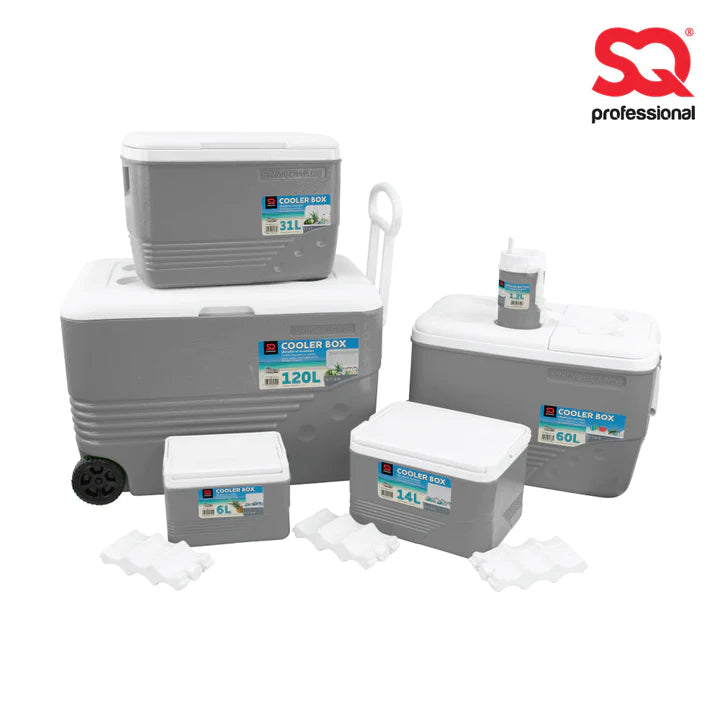 SQ Professional Ice Chest with Wheels Set 6pc - Grey