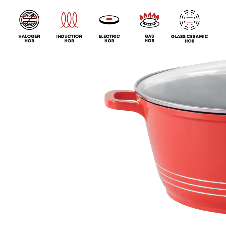 Die Cast Stockpot With Induction - NEA - Red - 24cm