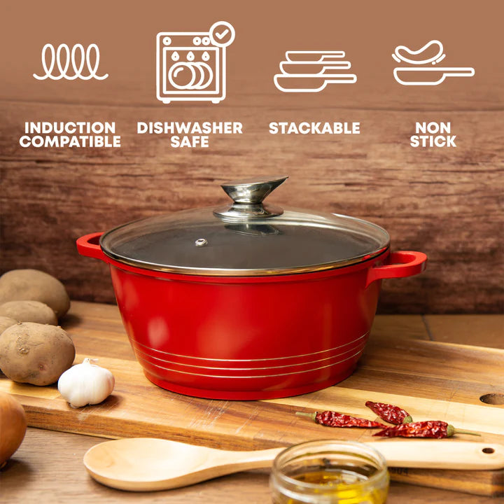Die Cast Stockpot With Induction - DURANE - Red - 32cm