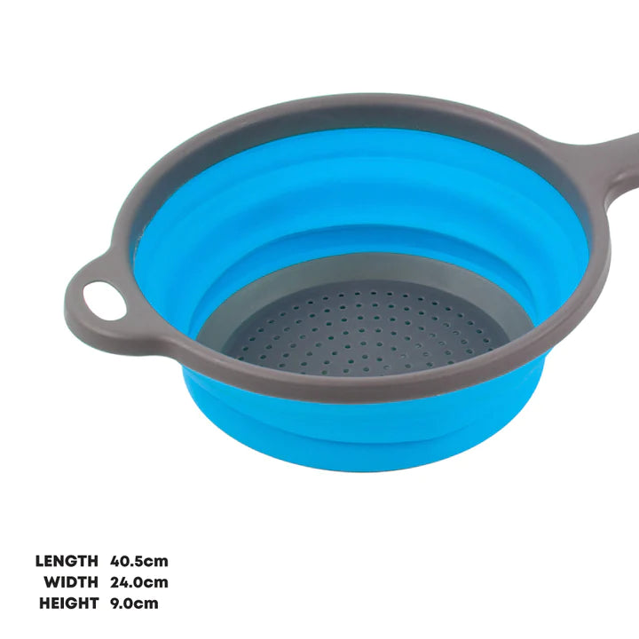 Collapsible Colander with Handle - Blue