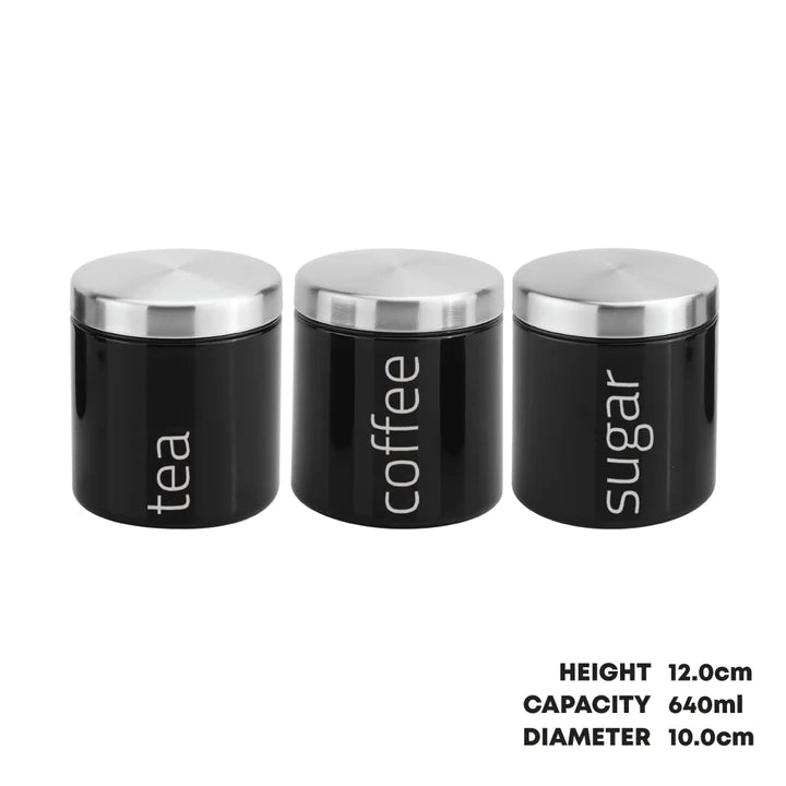 SQ Professional Gems Airtight Food Canister Set 3pc - Onyx