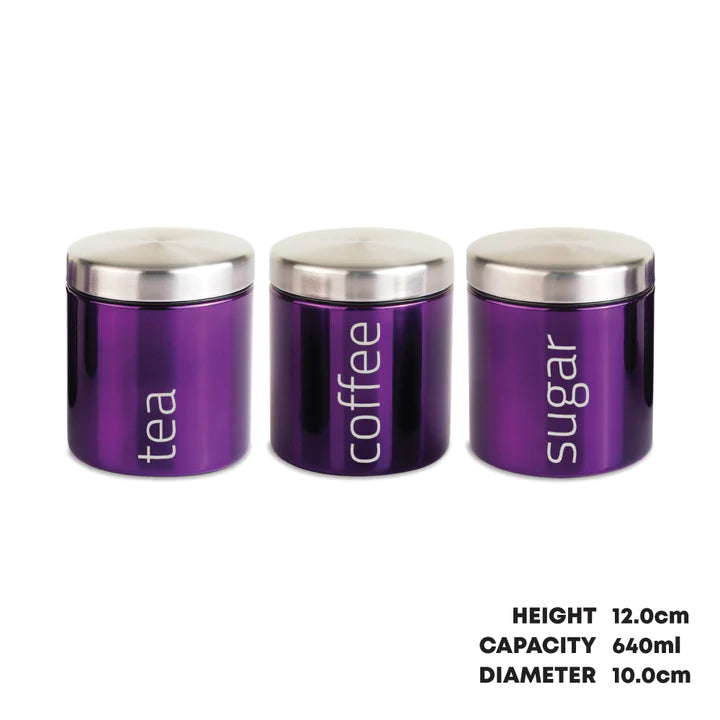 SQ Professional Gems Airtight Food Canister Set 3pc - Amethyst
