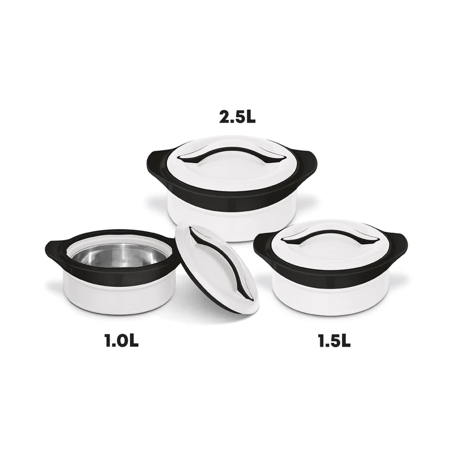 SQ Professional Zenith Insulated Casserole Set 3pc-White/Black