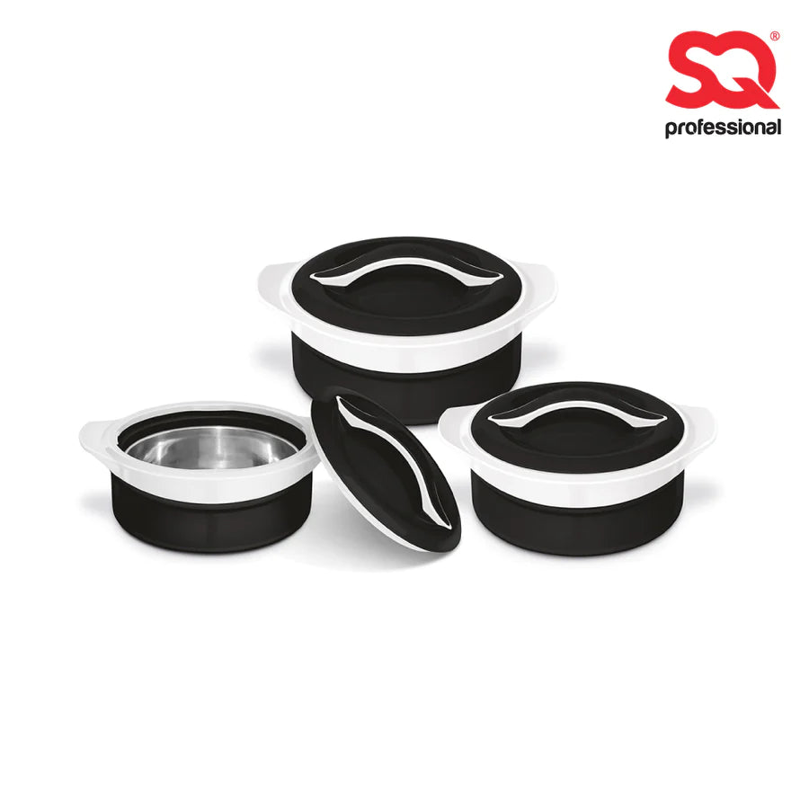 SQ Professional Zenith Insulated Casserole Set 3pc-Black/White