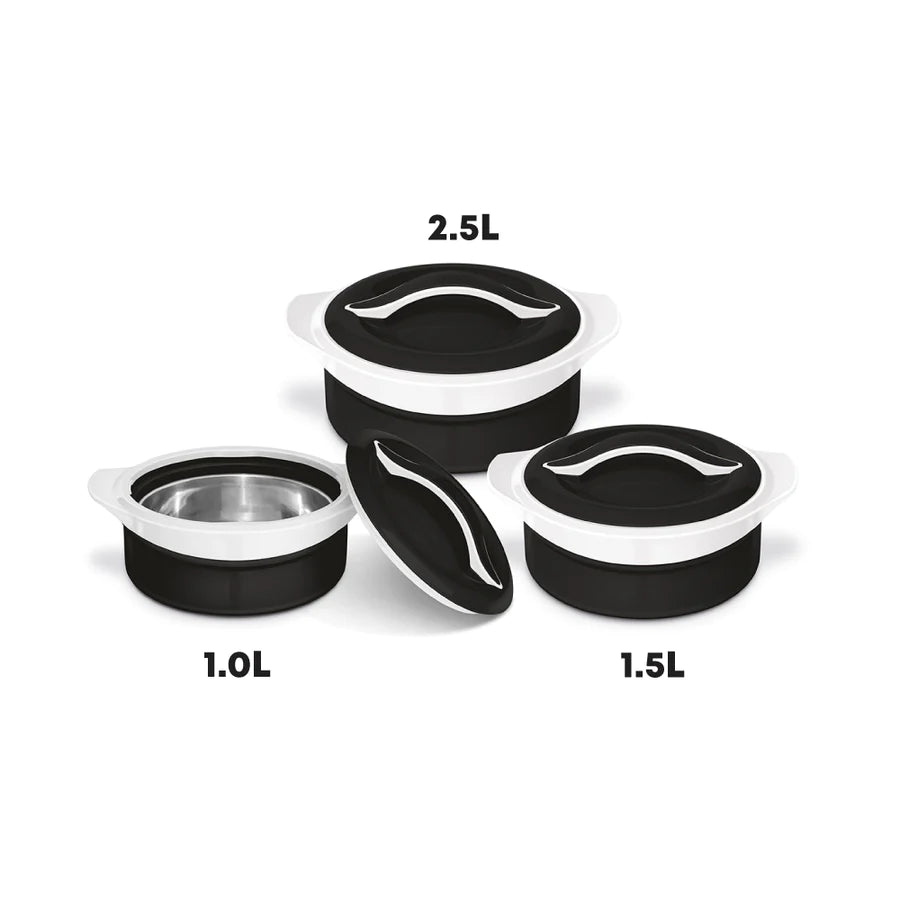 SQ Professional Zenith Insulated Casserole Set 3pc-Black/White