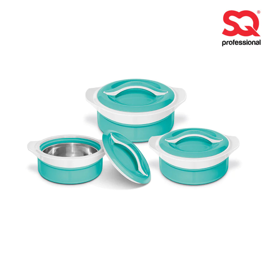 SQ Professional Zenith Insulated Casserole Set 3pc-Aqua/White