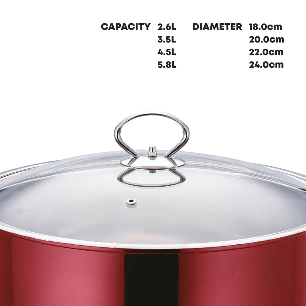 Stainless Steel Stockpot - Induction Base - RUBY -18cm