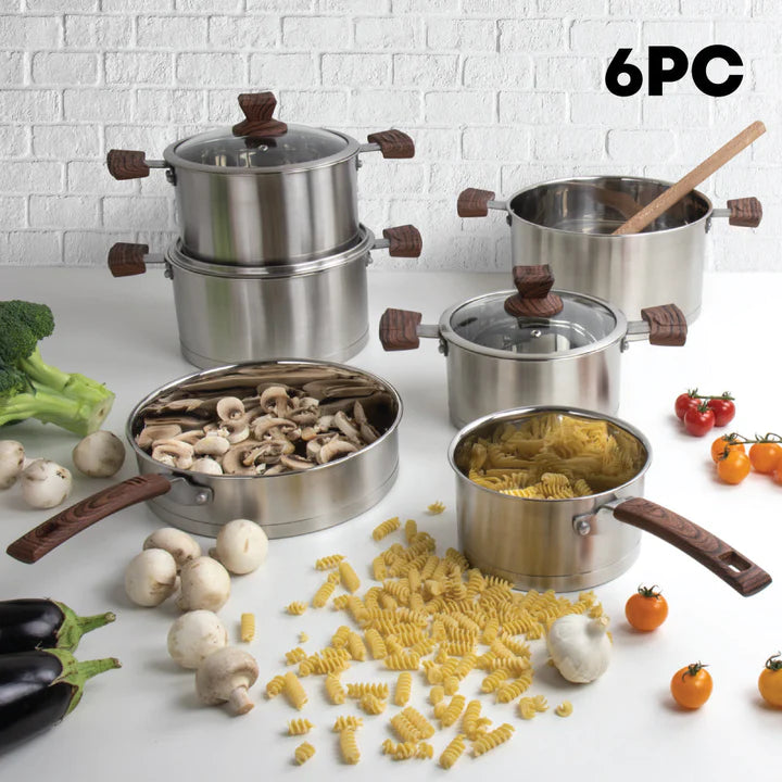 SQ Professional Lustro Touch Cookware 6pc Set - Brown