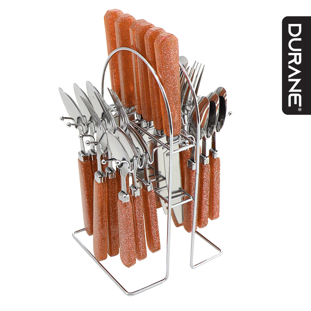 Durane Cutlery Set 24pc - Brown Glitter