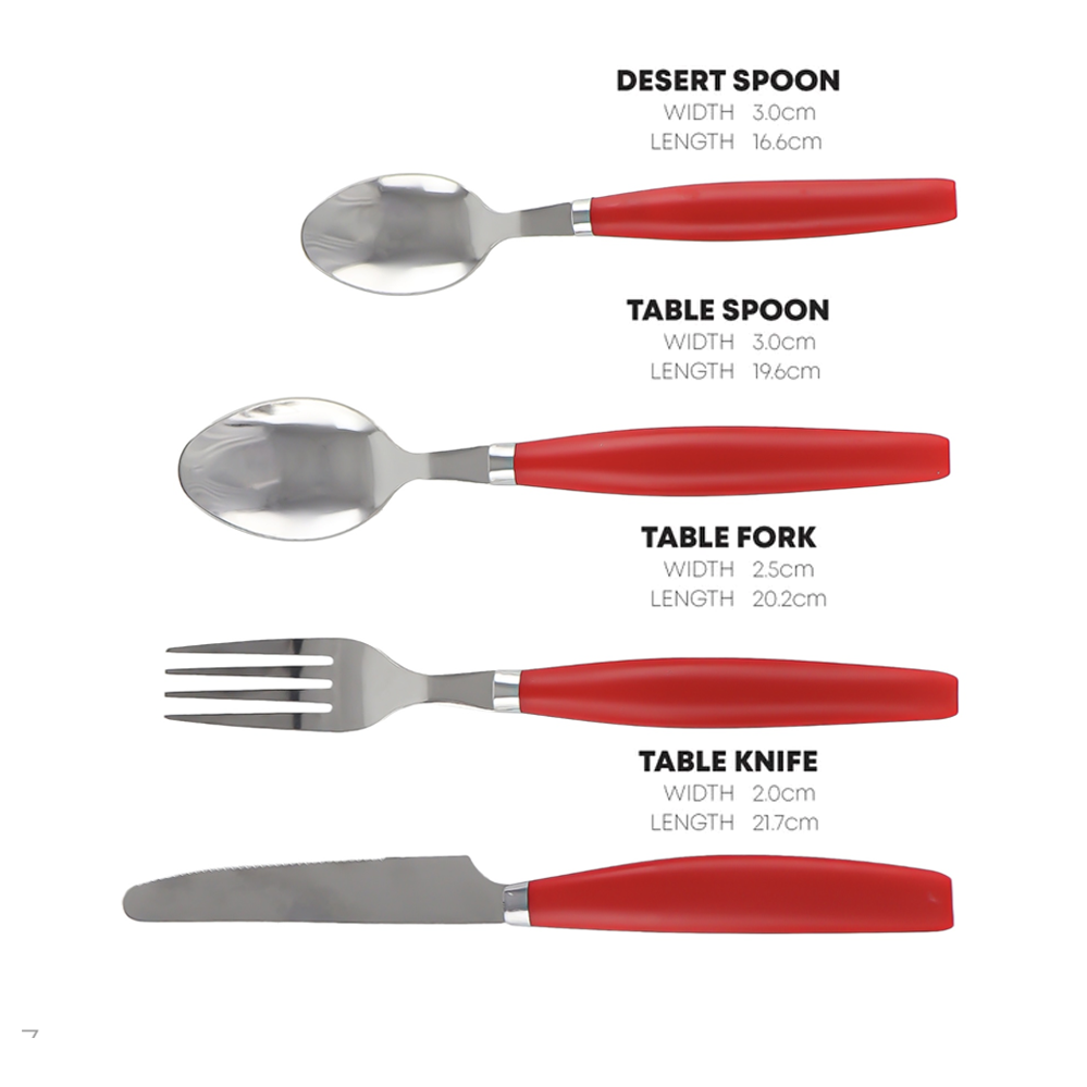 Durane Cutlery Set 24pc - Red