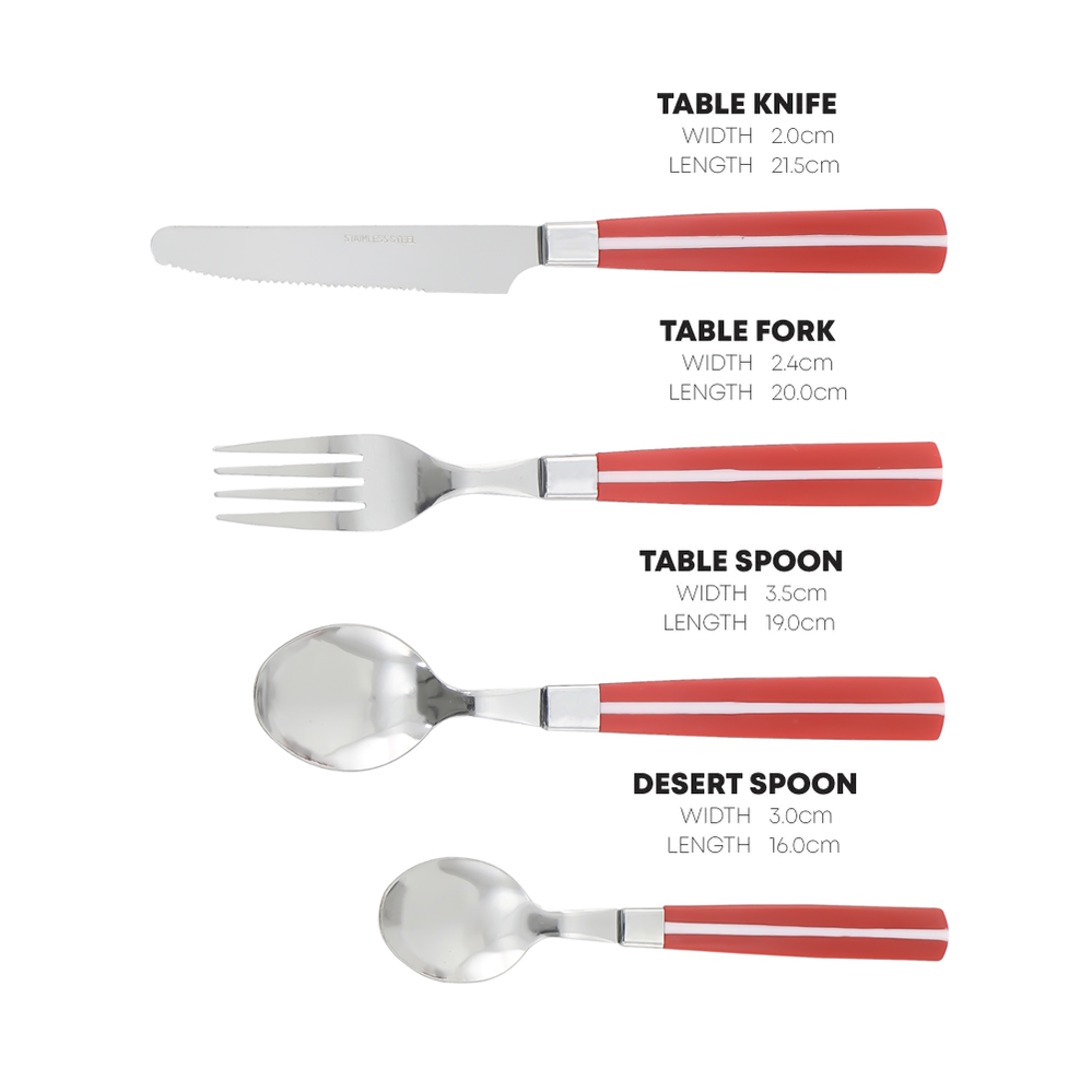 Durane Line Cutlery Set 24pc - Red