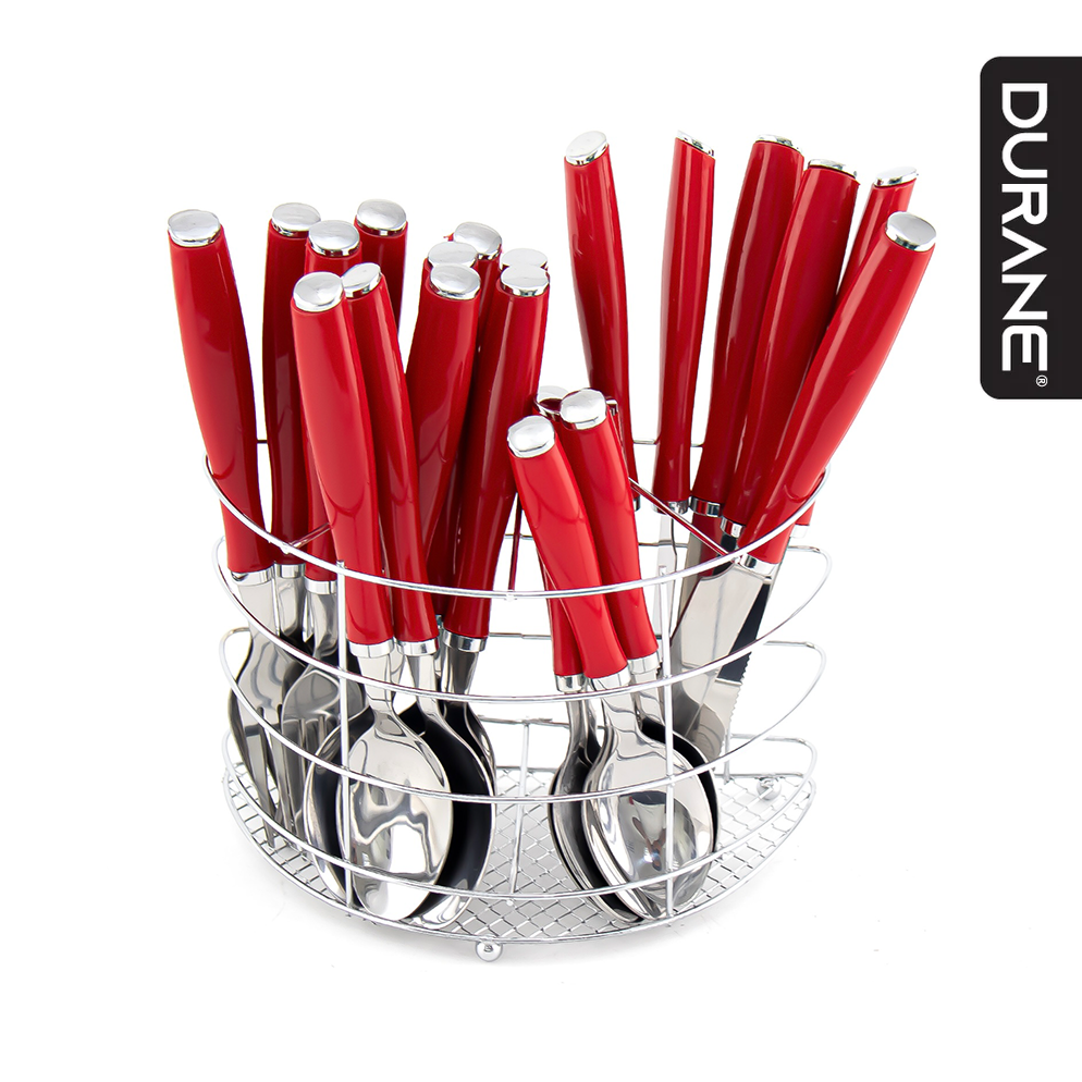 Durane Retro Cutlery Set 24pc - Red