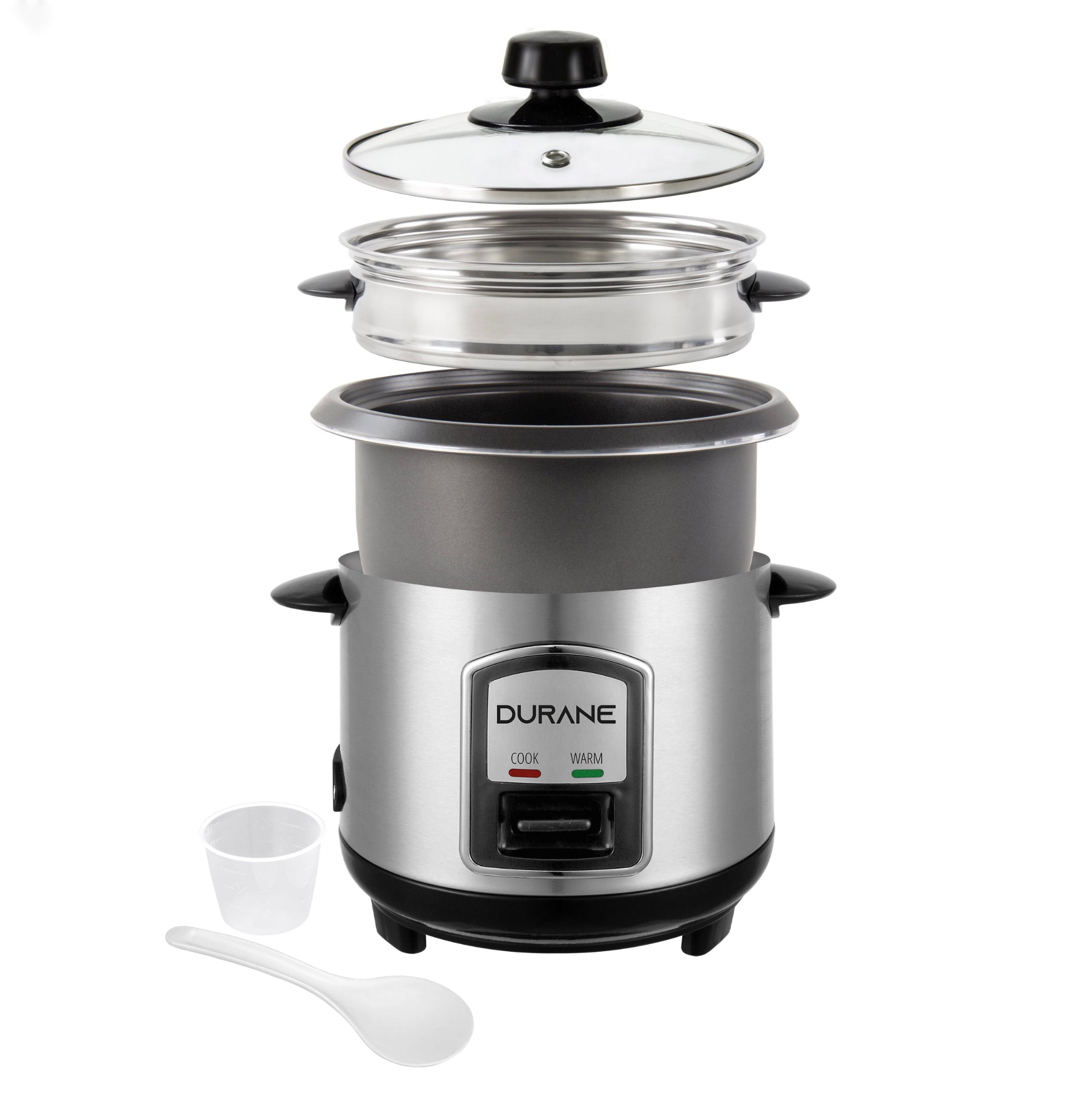 Durane Stainless Steel Rice Cooker and Steamer - 1.8L