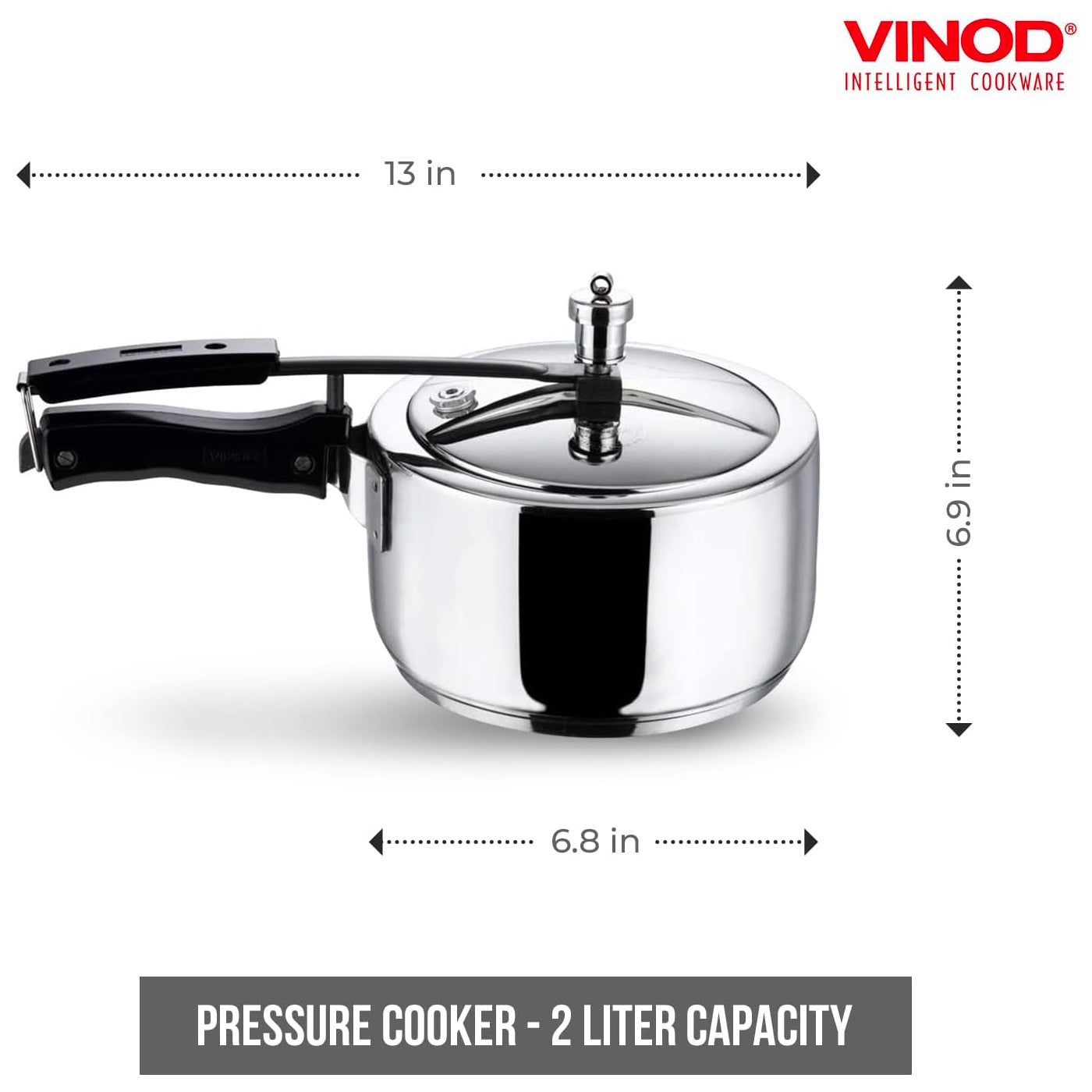 Vinod Pressure Cooker Stainless Steel- Induction - 2 Litre