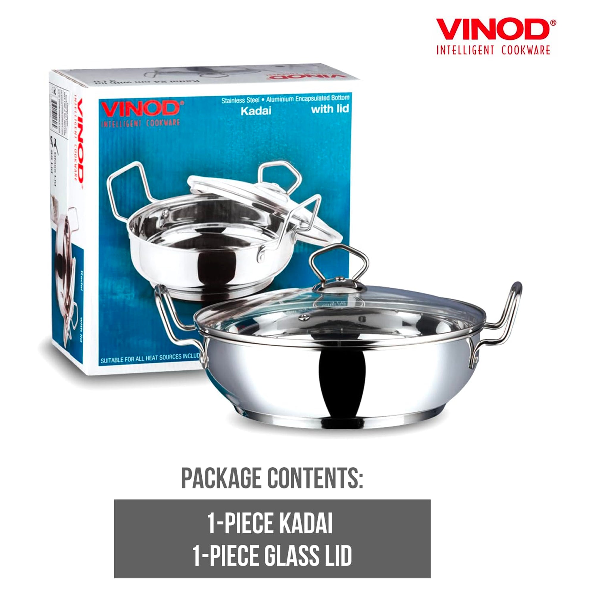 Vinod Stainless Steel Wok/Kadai - Induction Friendly - 20cm