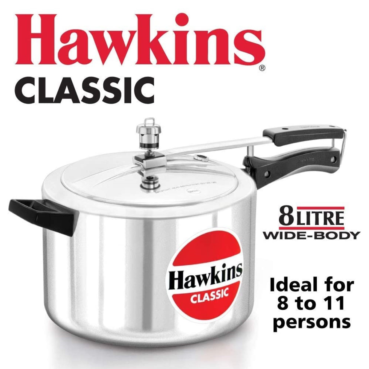 Hawkins Pressure Cooker - CLASSIC - Silver - 8 L Wide
