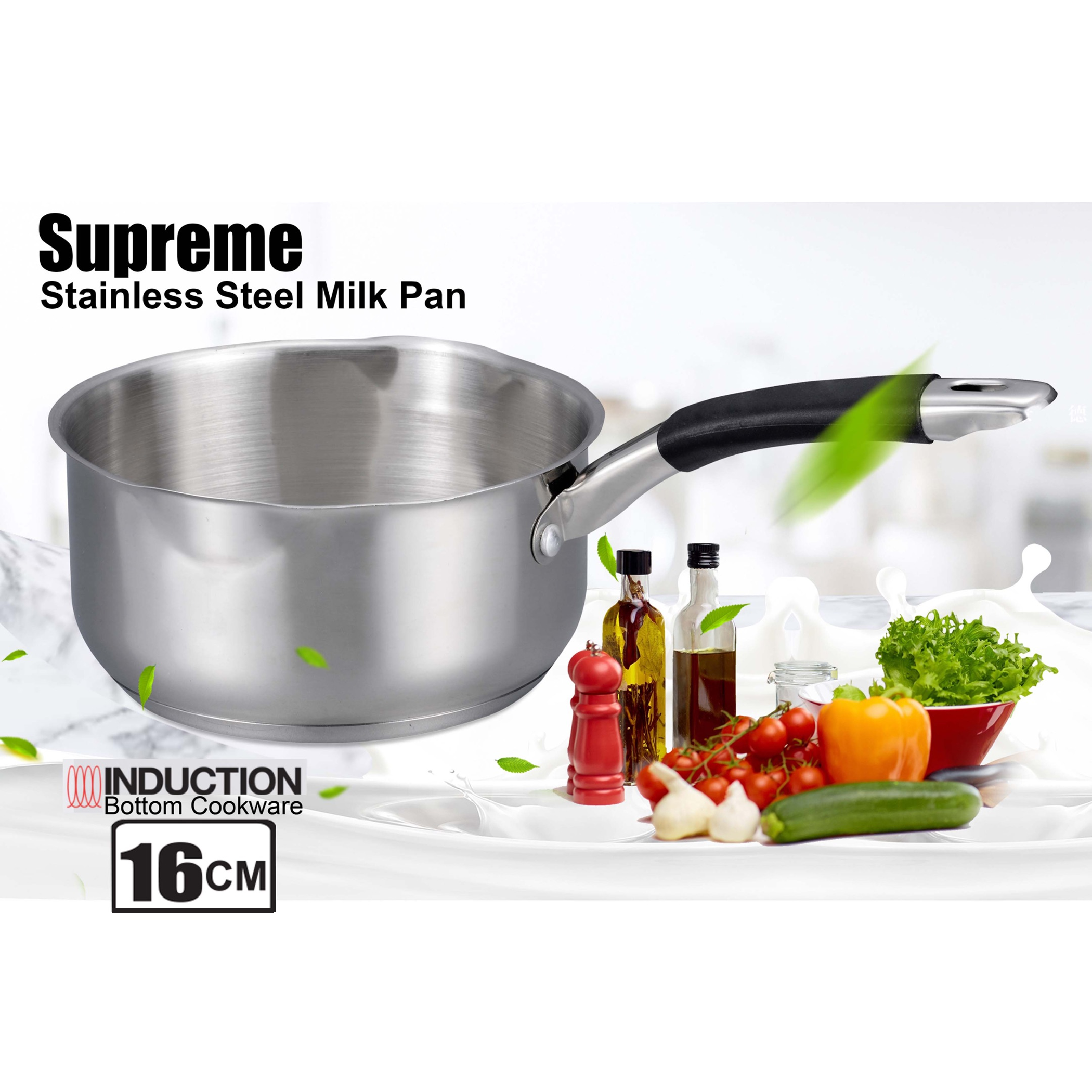 Supreme Stainless Steel - Induction Base Milk Pan - 16 cm