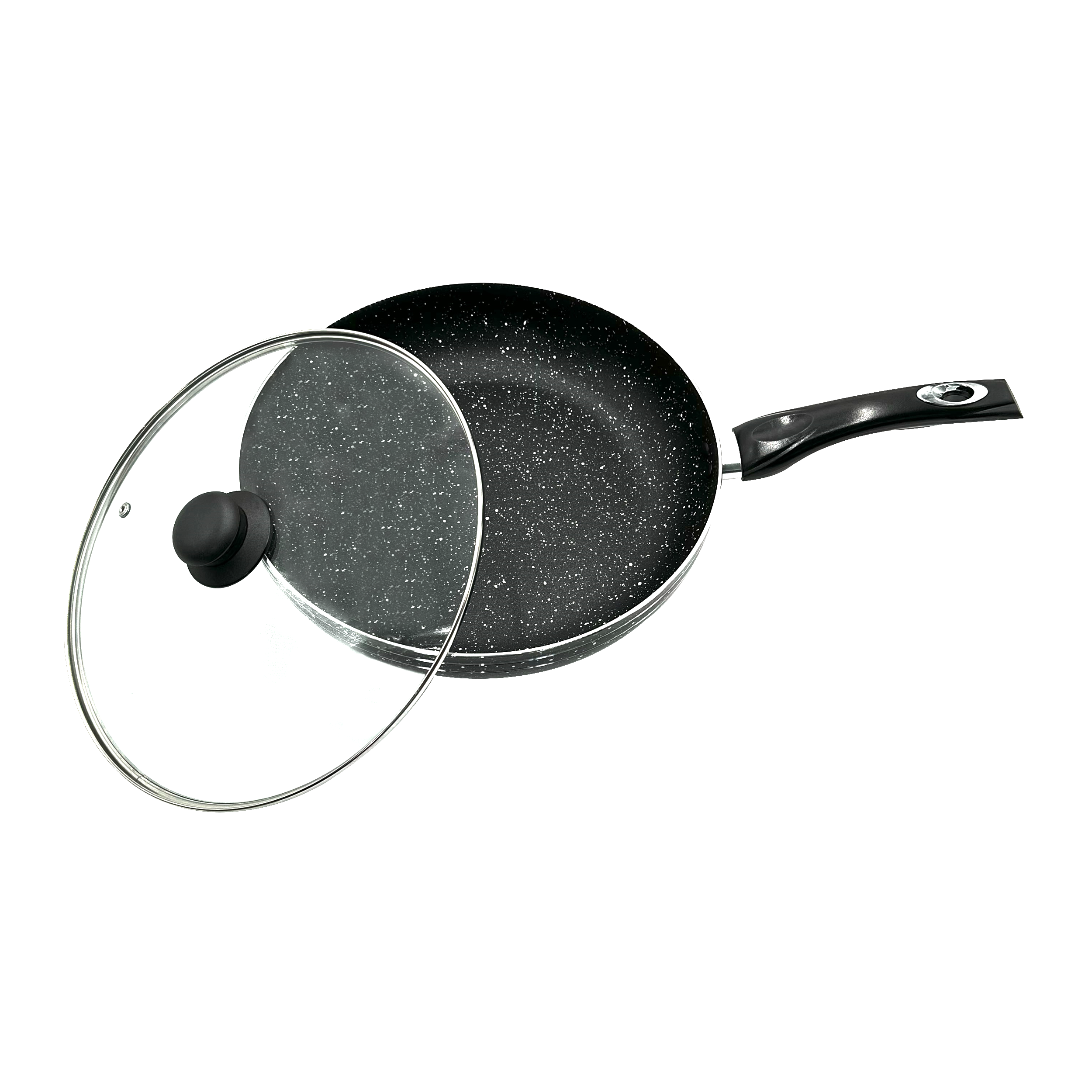 JS Marble Non-Stick Induction Base Frying Pan With Glass Lid - 32cm