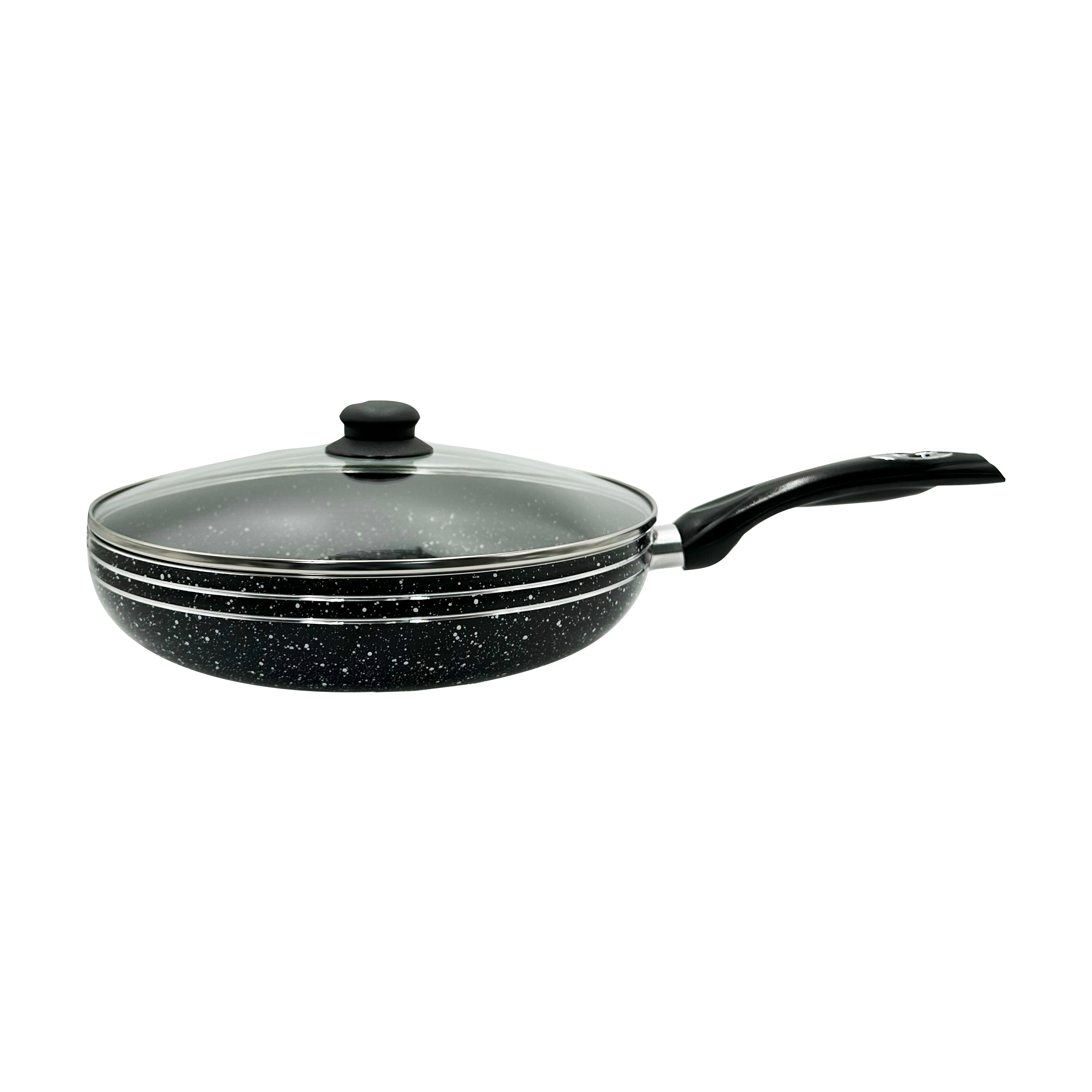 JS Marble Non-Stick Induction Base Frying Pan With Glass Lid - 32cm