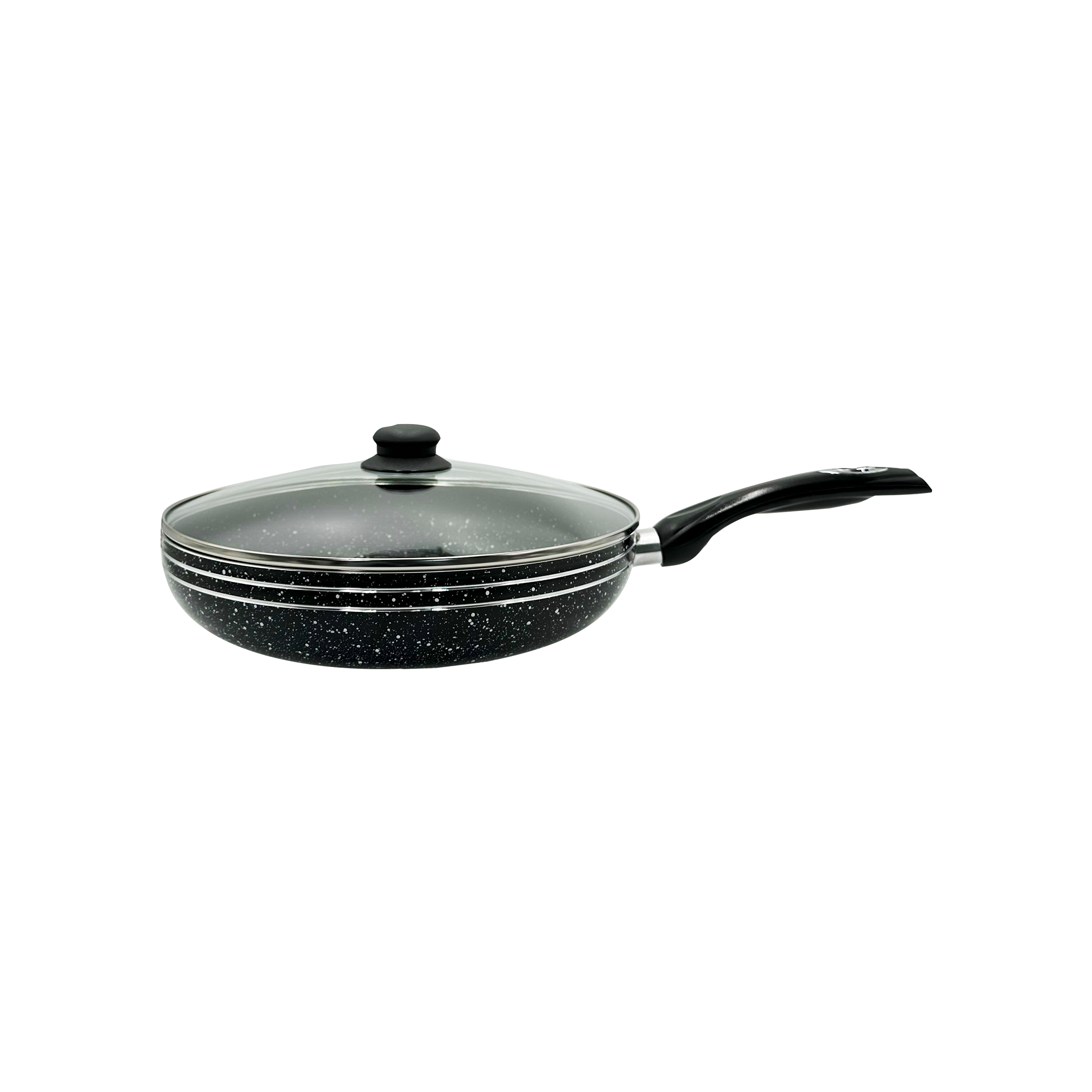 JS Marble Non-Stick Induction Base Frying Pan With Glass Lid - 24cm