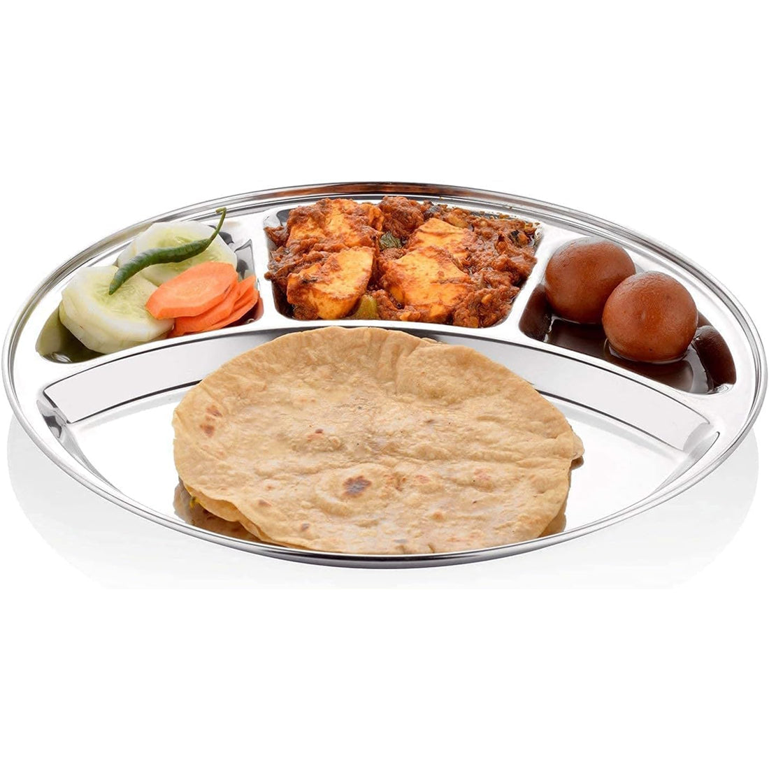 Stainless Steel 4 Compartment Round Thali