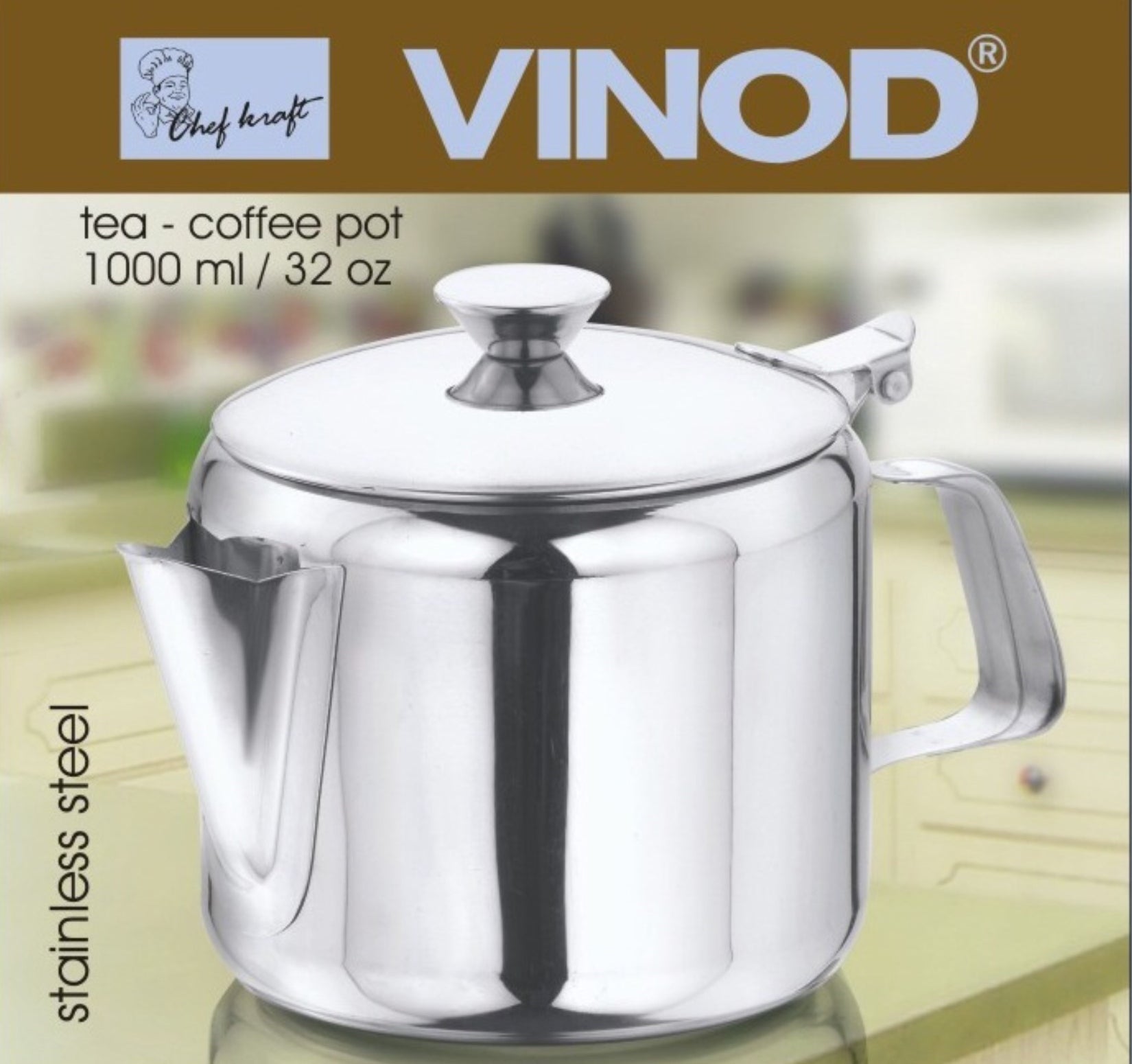 Vinod TPOT-1000 Stainless Steel Tea/Coffee Pot - 1000ml