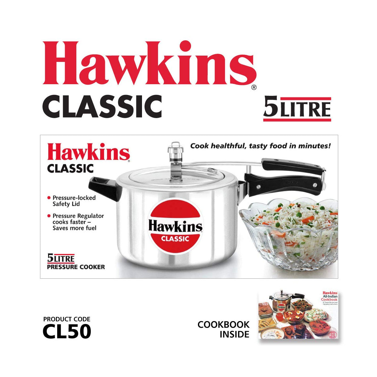 Hawkins Pressure Cooker - CLASSIC - Silver - 5 L